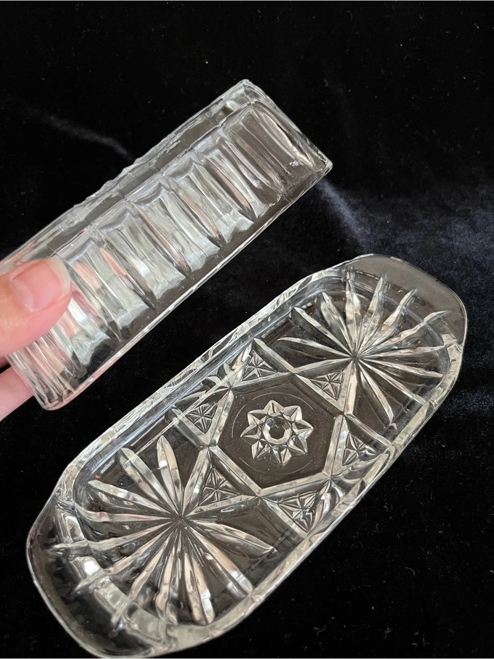 Anchor Hocking PRESCUT CLEAR Glass BUTTER Covered Dish 7 1/4